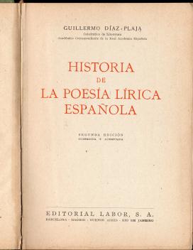 Historia de la poesía lírica española.